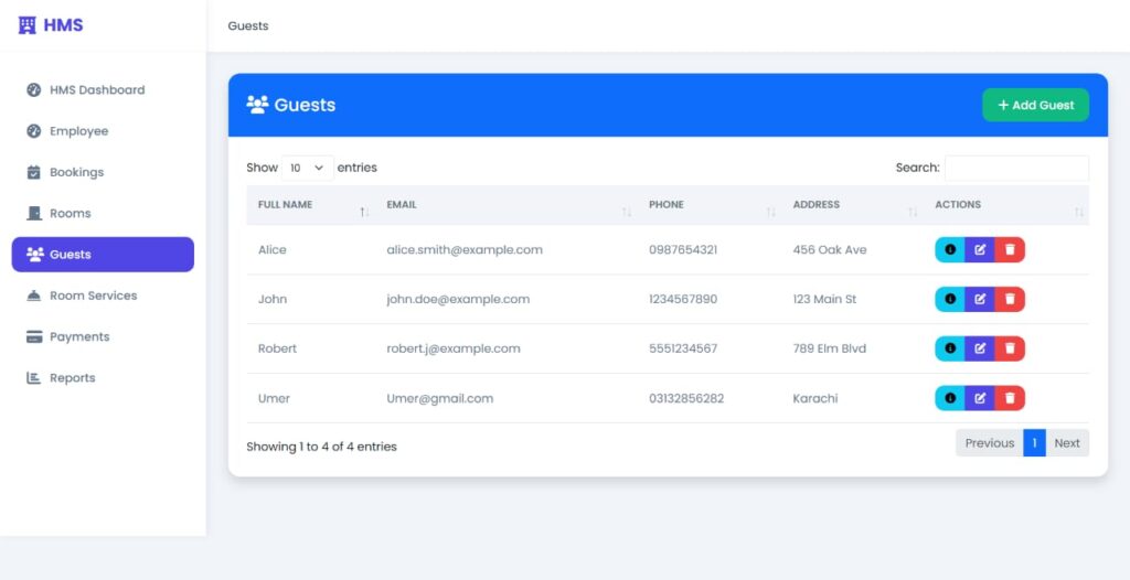 Hotel Management System - Screenshot